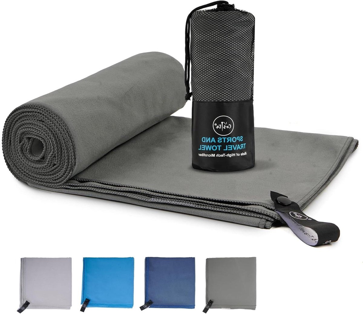 Microvezel Handdoek - Sneldrogend Badlaken - Reizen en Sport - Zeer Absorberend - 70x140 cm - Donkergrijs