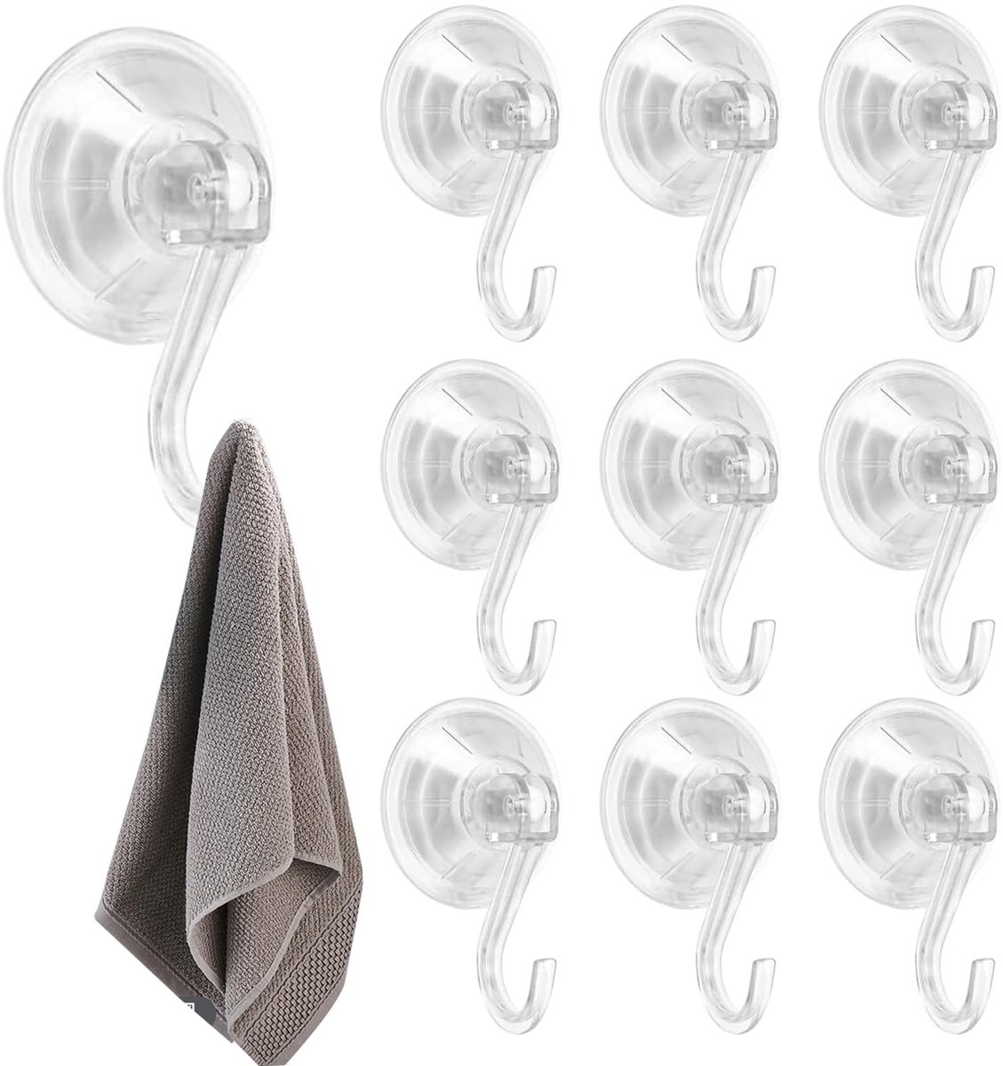aladdien - Zuignap Haken - Transparante Haken - Sterke Adhesie - Geen Boren Nodig - Badkamer Accessoires - Keuken Haken - Geschikt voor Glad oppervl...