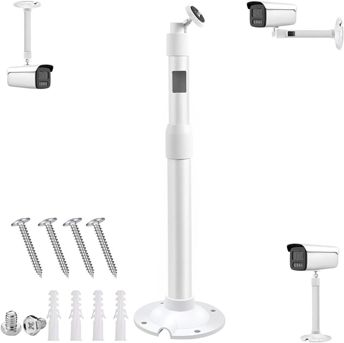 Uitschuifbare Camera Beugel - Telescopische Montagepaal - Beveiligingscamera Monteren - Verstelbare Lengte - 30-60 cm - Wit