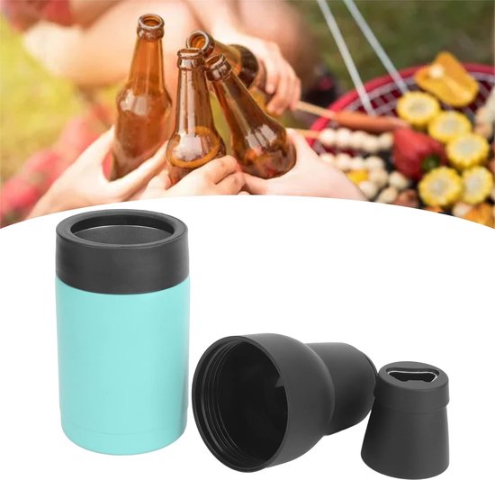Bierfles Isolator - Blikhouder Koeler - Drankjes Koel Houden - Dubbele Wand Vacuüm Isolatie - 300-400 ml - Groen — afbeelding 2