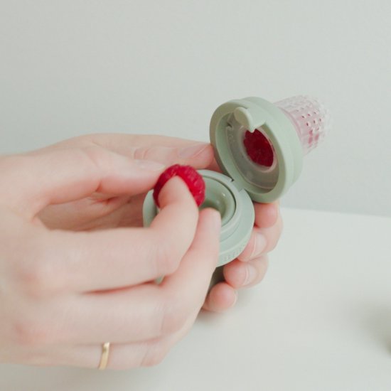 BIBS Baby Feeder met 2 Siliconen Speentjes, Geschikt voor Vrieslade, Easy-Grip, BPA-vrij - Ideaal voor doorkomende tandjes en zelfvoeding, 4+ Maanden - Blush van BIBS — afbeelding 3