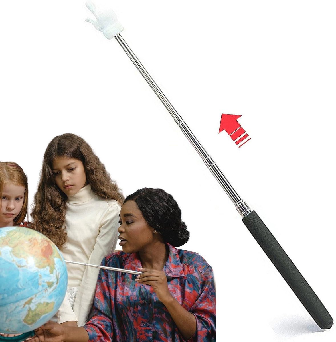 Aanwijsstok Leraar - Presentatie Pointer - Klaslokaal Lesgeven - Uitschuifbaar Roestvrij Staal - 20 cm - Zilver