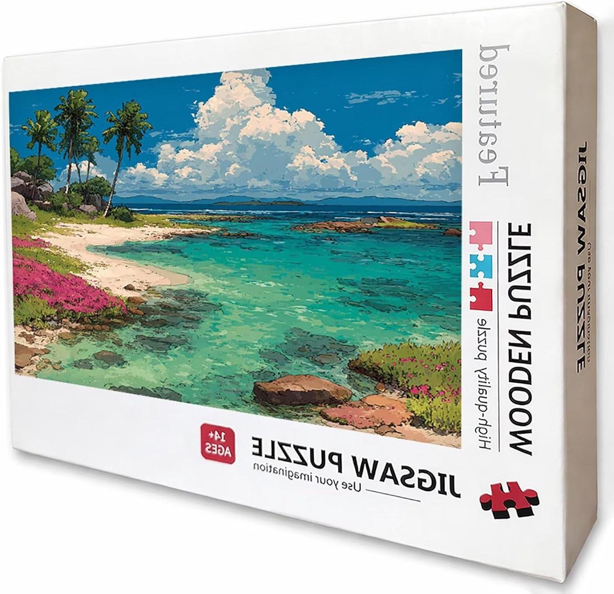 Strandpuzzel 2000 stukjes - Houten puzzel legpuzzel - Ontspannende vrijetijdsbesteding - Achterkant met letters voor indeling
