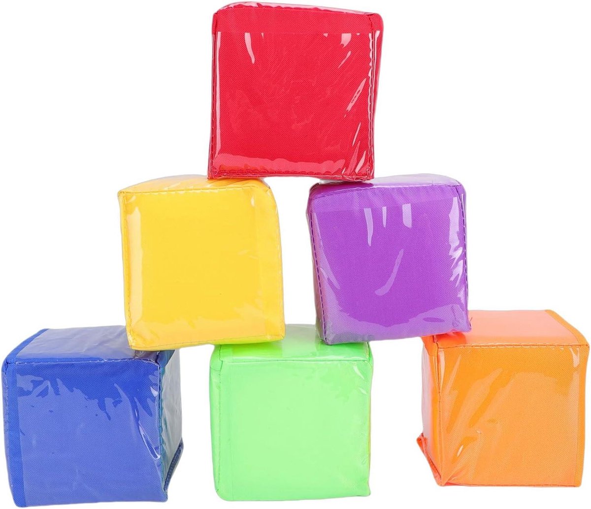 Schuim Dobbelstenen - Educatieve Kubus - Leren en Spelen - Met Transparante Vakken - 9.5 cm - Meerkleurig