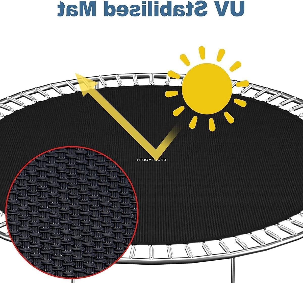 Trampoline Vervangmat - Springmat Buiten - Trampoline Gebruik - UV-bestendig Waterafstotend - 14ft (80 gespen) - Zwart