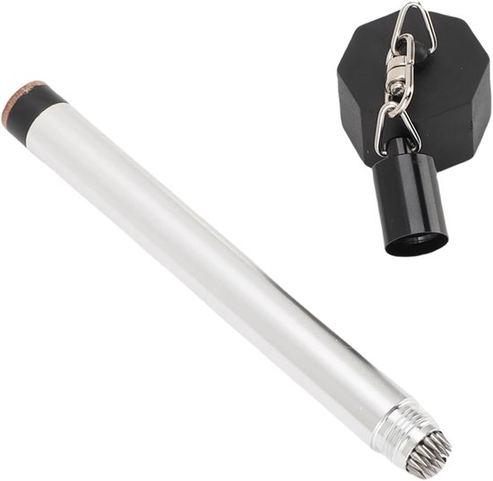 Poolkeu Krijthouder - Krijtpen Biljartkeu - Biljart Spelen - Met Krijtbescherming - 16 x 3 x 3 cm - Zilver — afbeelding 4