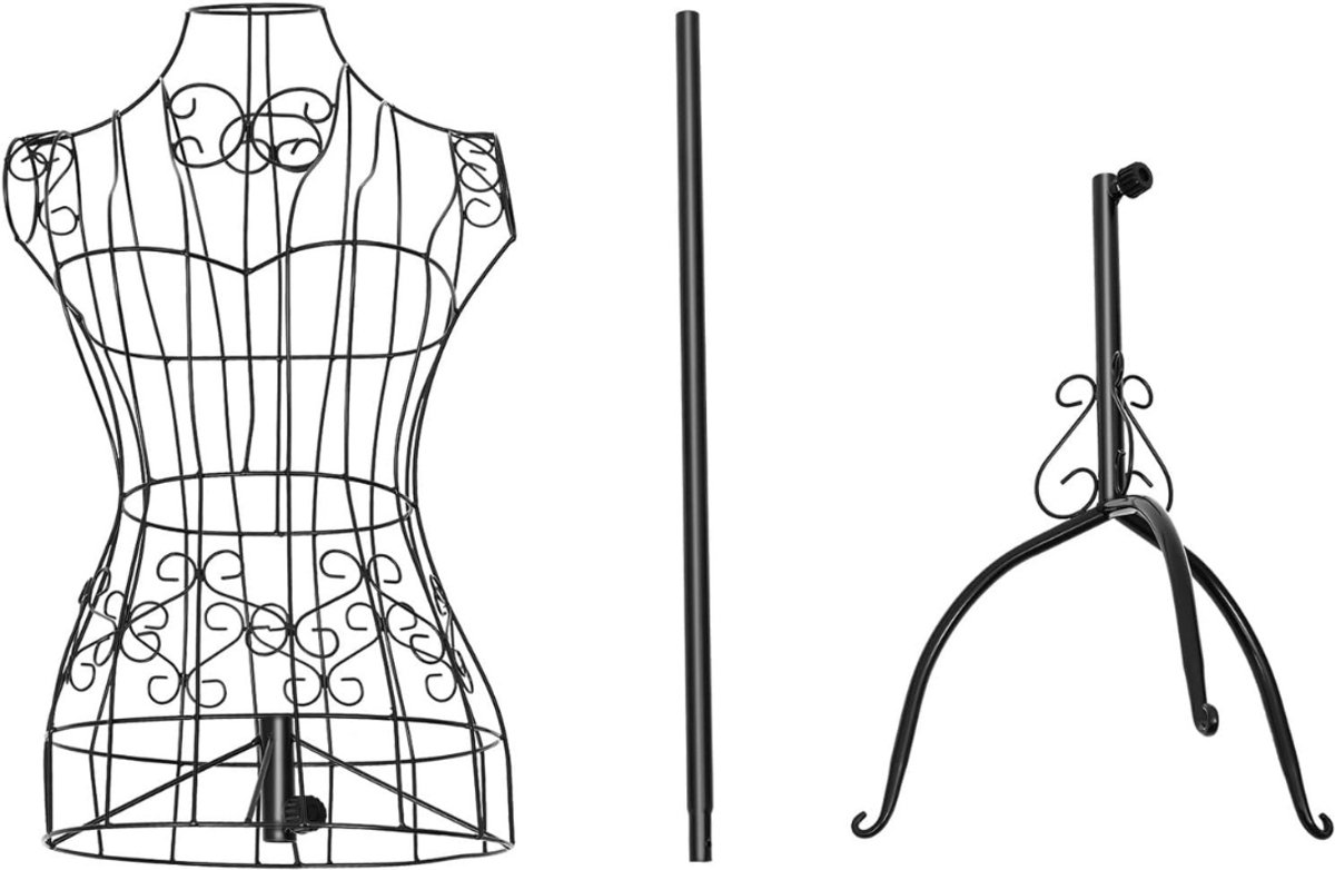 RWB® Verstelbare Paspop - Paspop - Verstelbare Paspop Vrouw - Zwart - 67cm x 31cm x 31cm