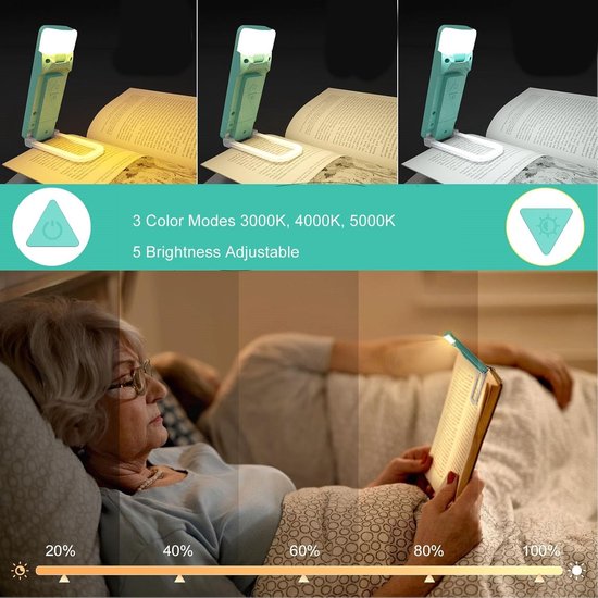Oplaadbaar Boeklicht - Leeslampje Bed - Lezen in Bed - Oogzorg LED - 13 x 5 x 2 cm - null van Merkloos — afbeelding 4