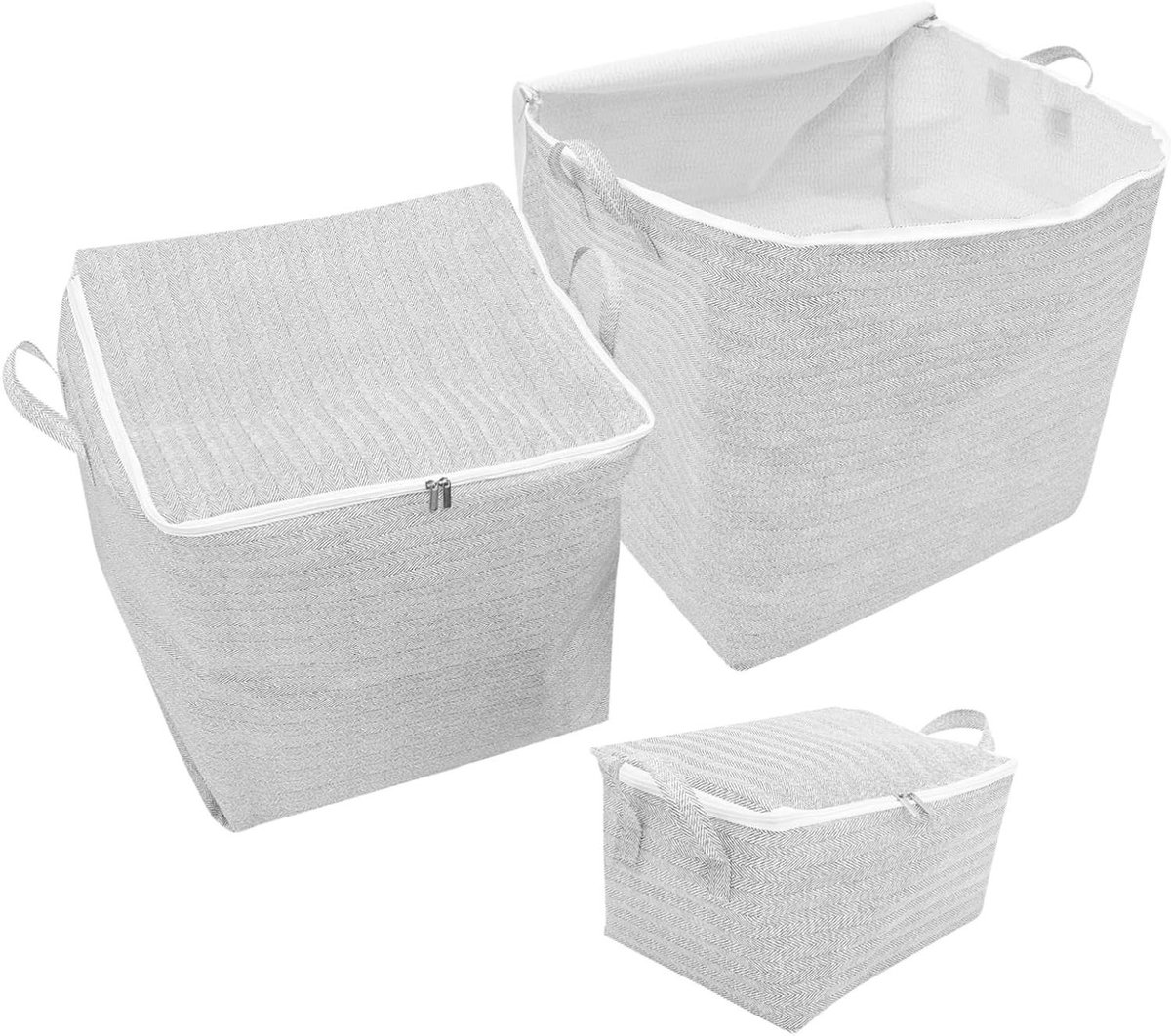 Opbergdozen Set - Kleding Opbergers - Ruimte Organiseren - Opvouwbaar Ontwerp - 3 stuks - Grijs