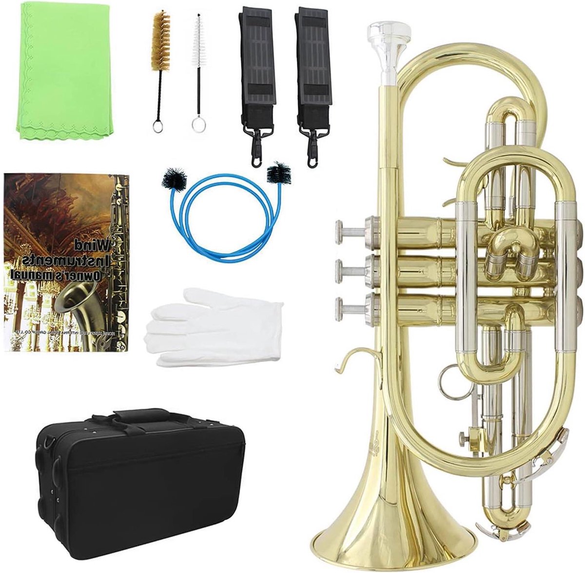 Bb Flat Cornet - Muziek Instrument - Muziek Maken - Monel Klep - 45 x 25.7 x 18 cm