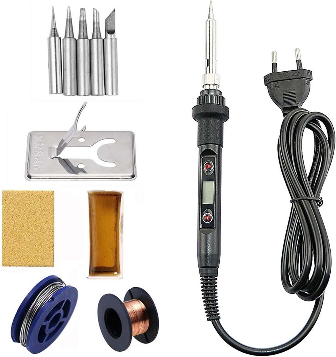 Soldeerbout Kit - Soldeerijzer Set - Elektronica Reparatie - Verstelbare Temperatuur - 80W - Wit