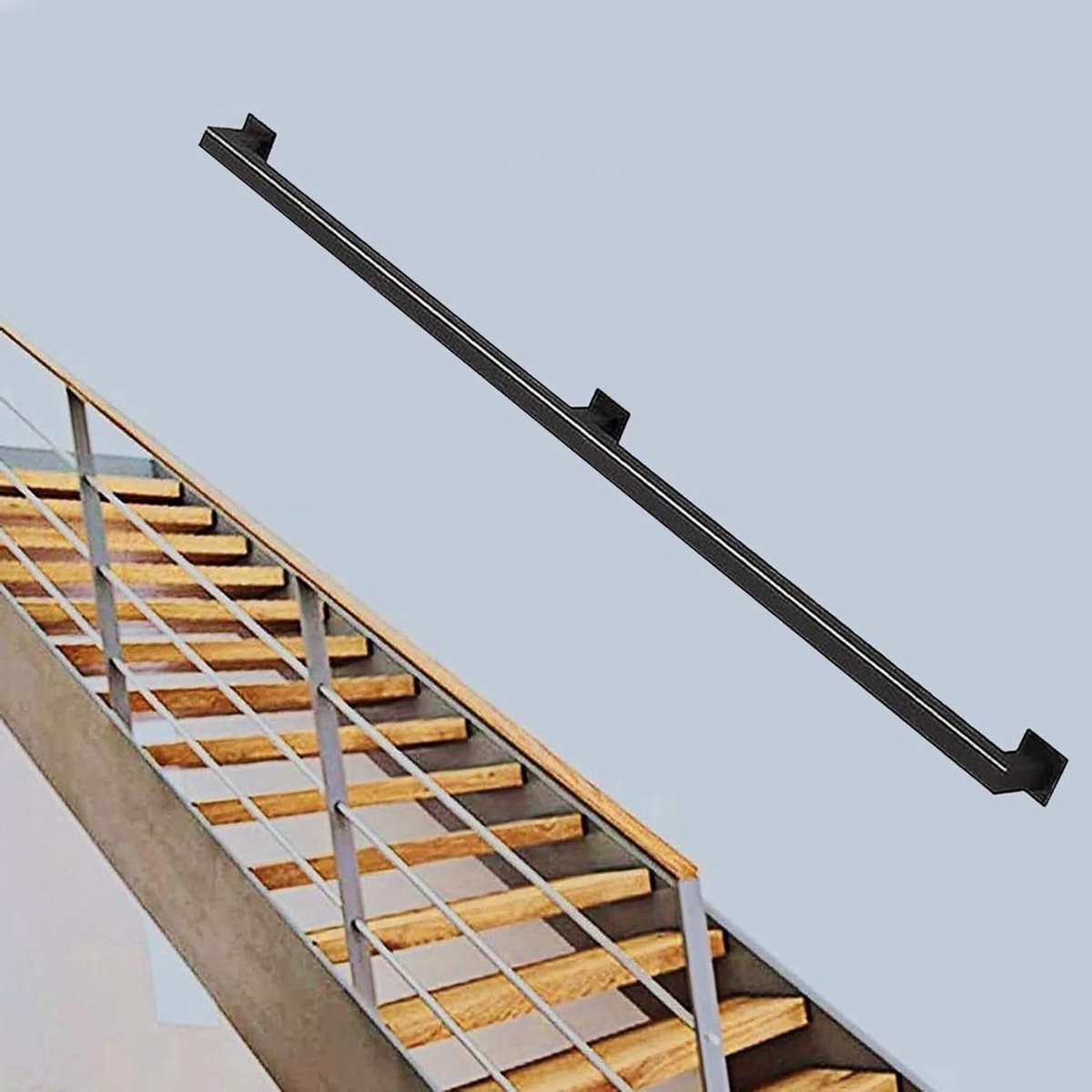 Zwarte Trapleuning - Handgreep Reling - Veilig Traplopen - Stevig Smeedijzer - 90 cm - Zwart