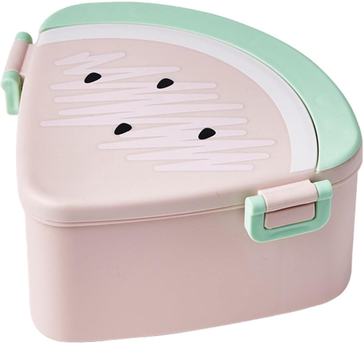 longziming -Watermeloen Lunchbox - Fruitvormige Maaltijdcontainer - Gescheiden Vakken Bento Box - Lekkagevrije Dubbele Vergrendeling -Speels Watermeloen Ontwerp - Ideaal Voor School En Kantoor - 1 Stuks
