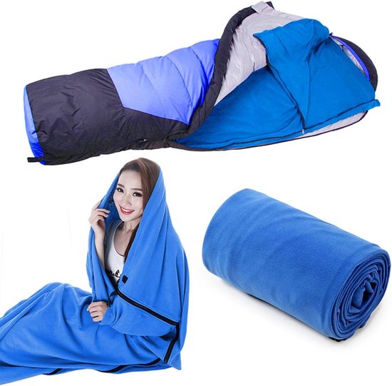 Fleece Slaapzakvoering - Reislaken Liner - Extra Warmte - Dubbele Rits - 180 x 80 cm - Koningsblauw — afbeelding 4