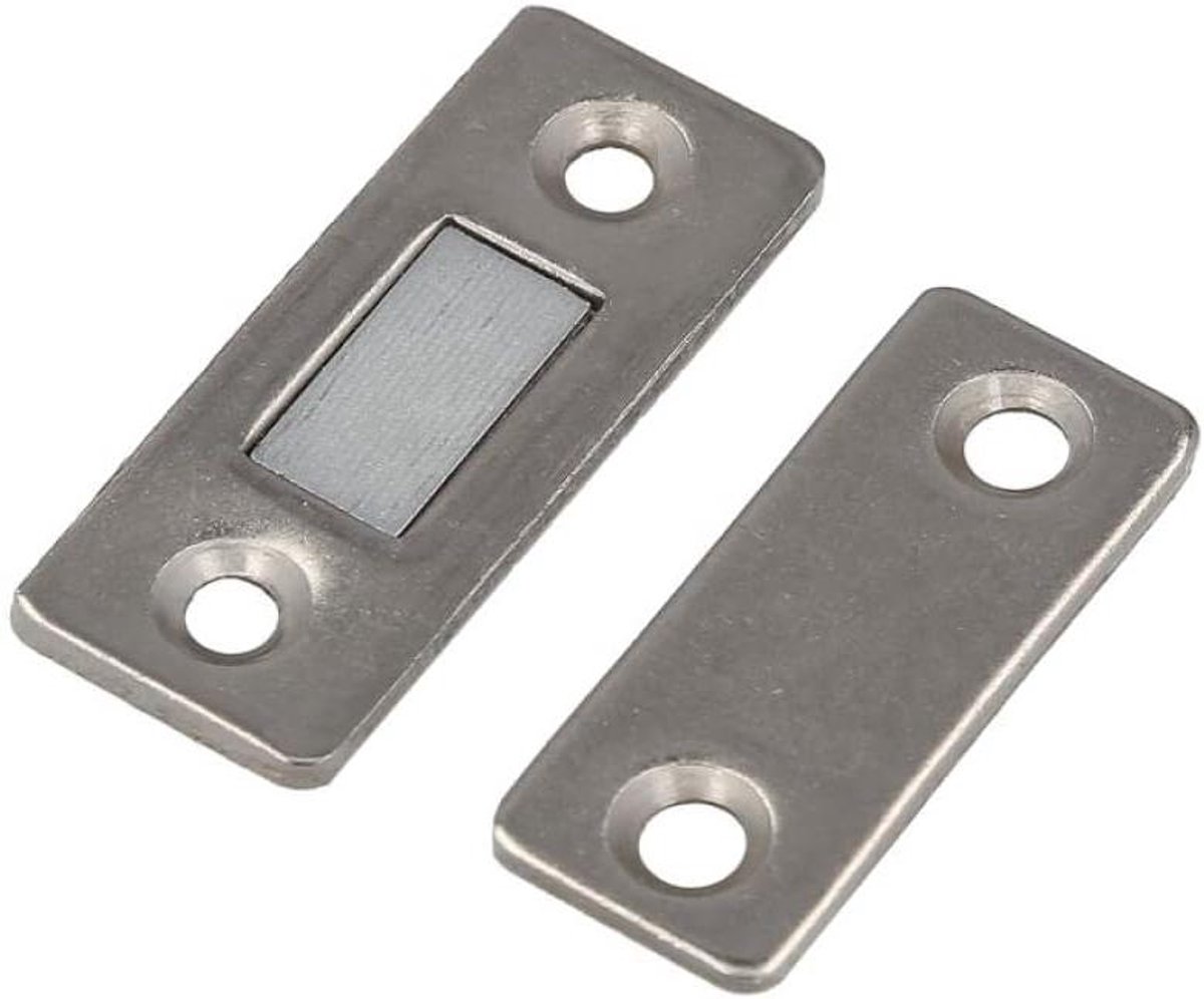 Magnetische sluiting - Laden sluiting - Kasten sluiten - Inclusief schroeven - 47 x 17 mm - Zilverkleurig