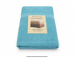 XL Sauna Strandlaken turquoise 90x190 cm – 500 GSM Luxe Katoen – Extra Groot Badlaken – Zacht & Sneldrogend – Sauna, Strand & Wellness