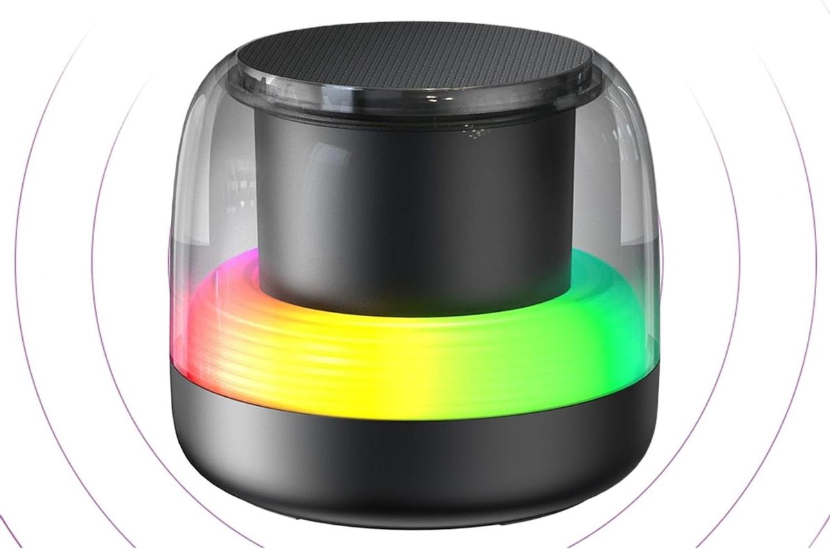 Draagbare Bluetooth Luidspreker - Muziekspeler Subwoofer - Feest Entertainment - RGB Verlichting - 9.4 x 9.4 x 8.2 cm - Zwart