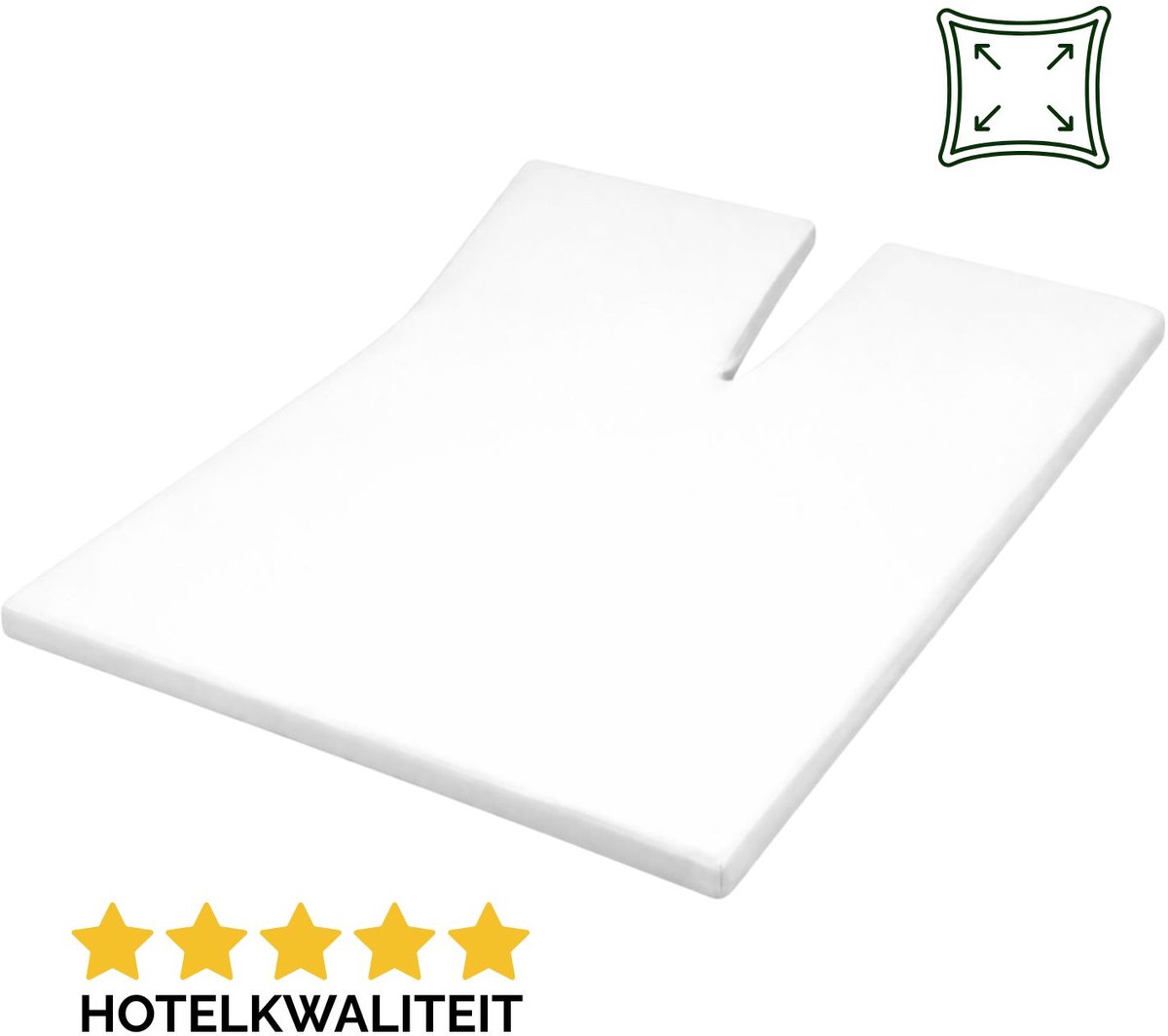 Droomtextiel Splittopper Molton Hoeslaken Stretch - 160 x 200 cm - Matrasbeschermer - Hoogwaardige Kwaliteit - Perfecte Pasvorm