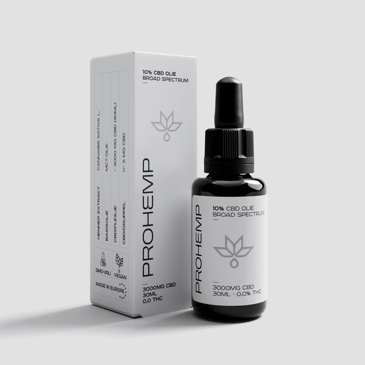 ProHemp CBD Olie 10% Broad Spectrum 30 ml – CBD Druppels met Cannabidiol, CBG, CBN, CBC en Terpenen – THC Vrij Broad Spectrum Hennepextract – Hoogwaardig CBD Supplement met Pipet voor Dagelijks Gebruik en Ontspanning