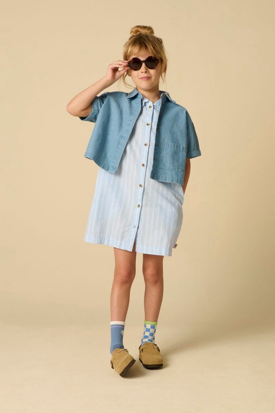 Lichtblauwe Denim Blouse Met Broderie