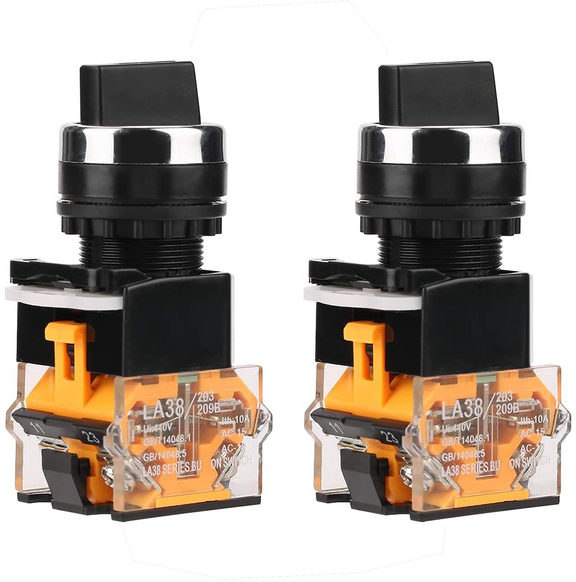 aladdien - Draaischakelaar - Ronde Draaikeuzeschakelaar - Waterdicht en Duurzaam - 22mm - 2 Posities - Geschikt voor Elektromagnetische Starters - 2...