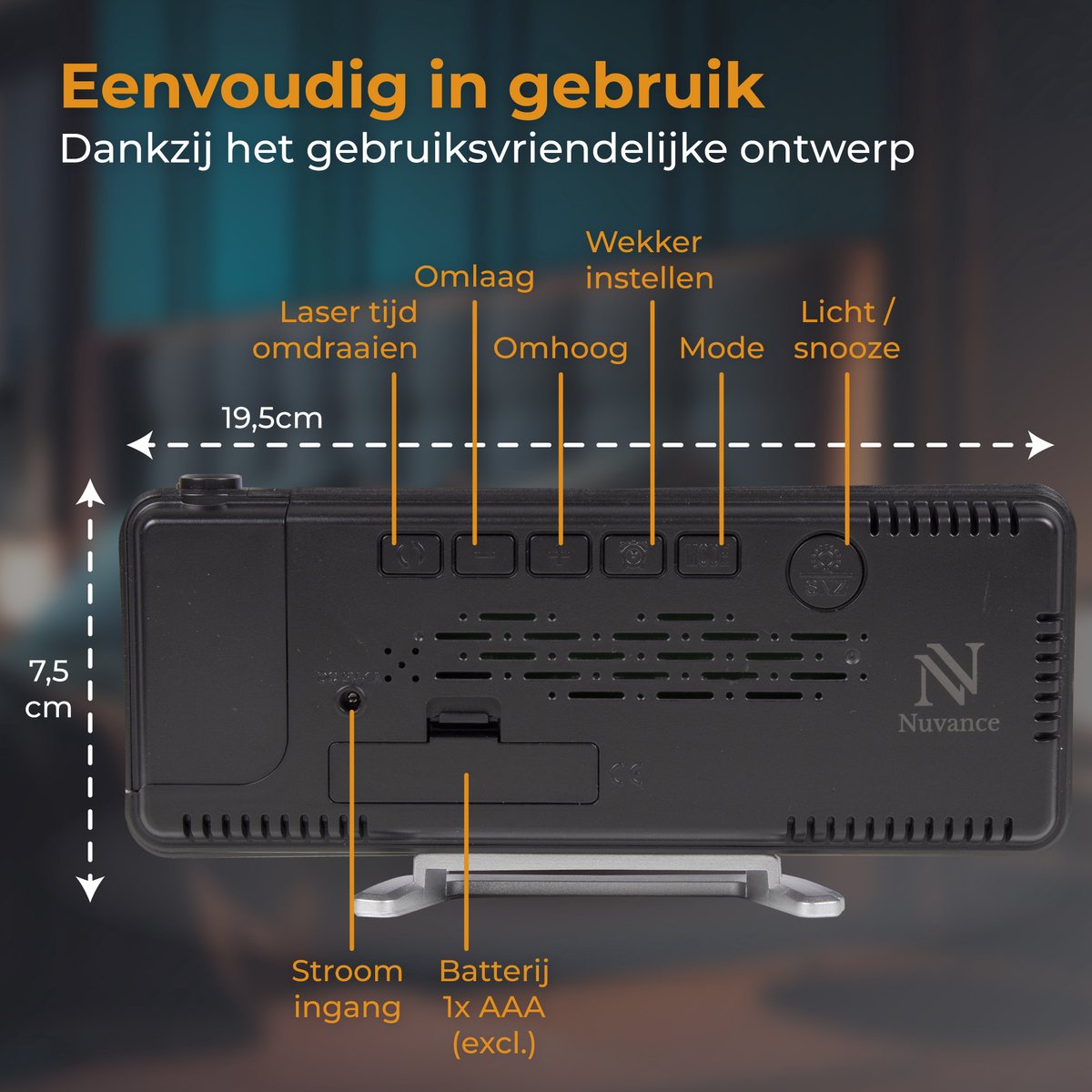 Nuvance Digitale Wekker met Projectie - Digitale Klok Slaapkamer - Snooze Functie - Wekkers Digitaal - Alarmklok — cadeau in Elektronica - foto 8