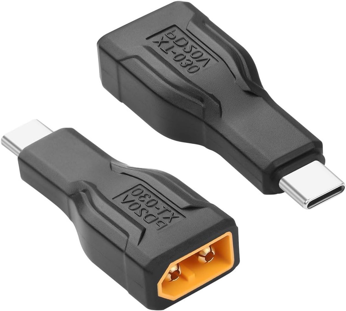USB C naar XT60 Adapter 100W 20V 5A - Type-C Male naar XT60 Male Oplader voor RC Auto, FPV Drone en Energieopslag - 2 Stuks voor Buiten en Monitor Voeding