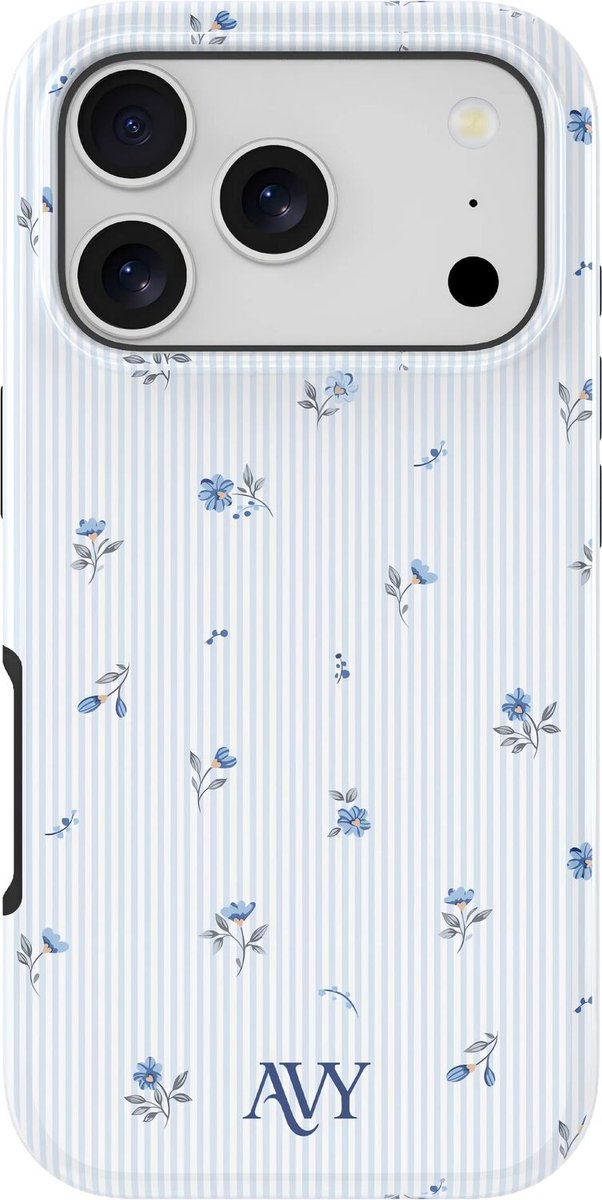 AVY Hoesje geschikt voor Apple iPhone 17 Pro | Sky Blossom | Bloemen | Blauw | Hard Shell Back Cover | Compatibel met MagSafe & Qi2