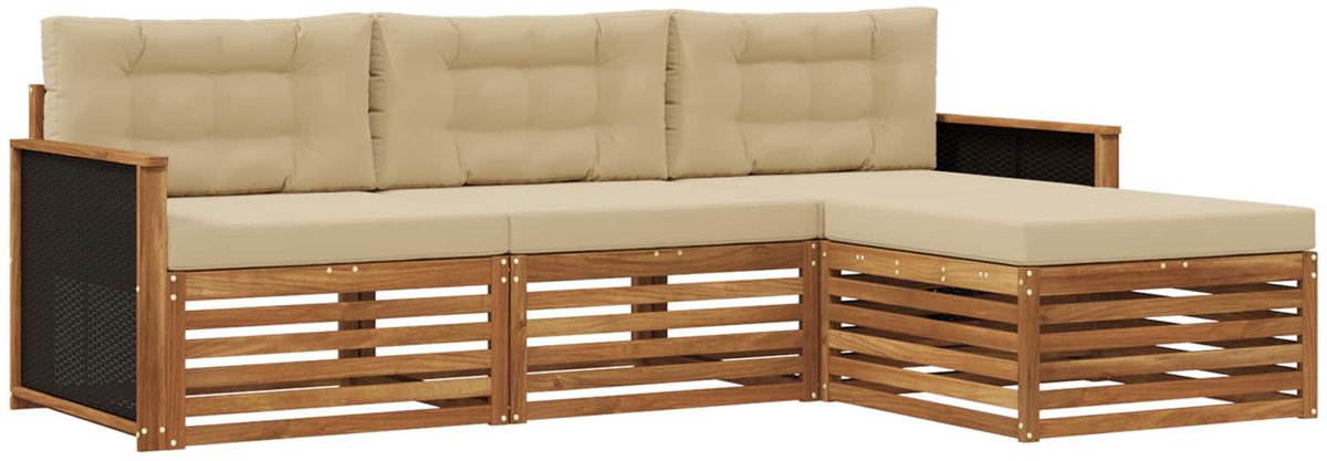 vidaXL Buiten - bank - set - 4 - st - Natuurlijk - en - Beige - Polyester Natuurlijk en Beige