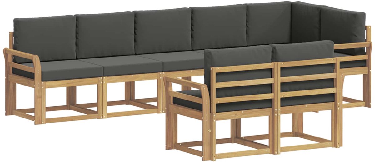 vidaXL Buiten - bank - set - 8 - st - 8-zits - Wit - en - antracietkleurig Wit en antracietkleurig