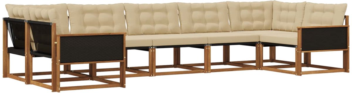 vidaXL Buiten - bank - set - 7 - st - 7-zits - Natuurlijk - en - Beige Natuurlijk en Beige