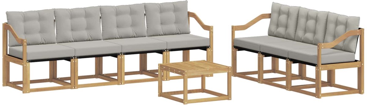 vidaXL Buiten - bank - set - 8 - st - 7-zits - White - and - Light - Grey Wit en lichtgrijs