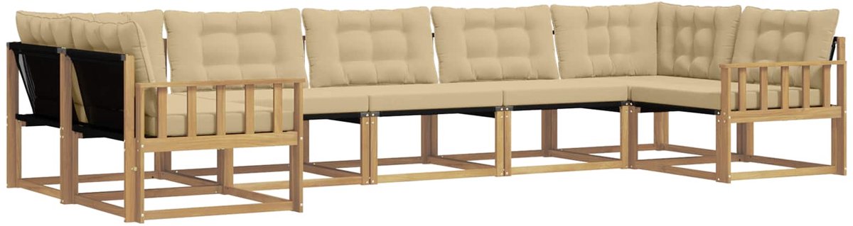 vidaXL Buiten - bank - set - 7 - st - 7-zits - Wit - en - Beige Wit en Beige