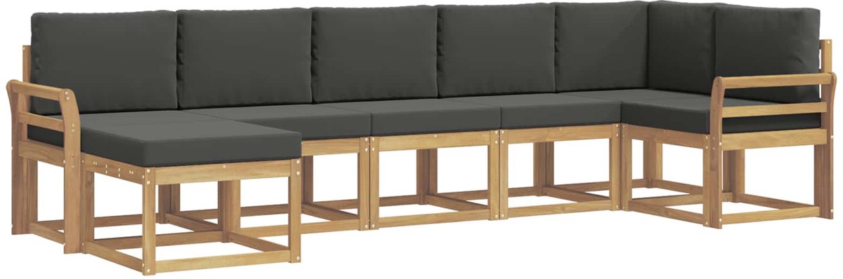 vidaXL Buiten - bank - set - 7 - st - 7-zits - Wit - en - antracietkleurig - Polyester Wit en antracietkleurig