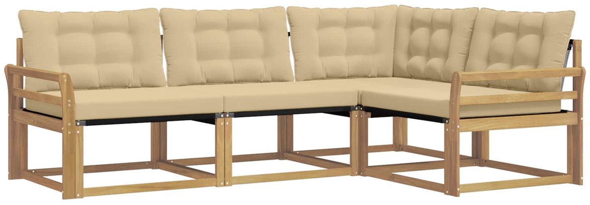 vidaXL Buiten - bank - set - 4 - st - Wit - en - Beige Wit en beige