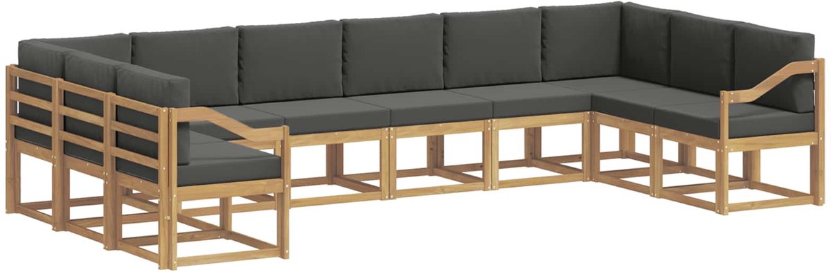 vidaXL Buiten - bank - set - 10 - st - 10-zits - Wit - en - antracietkleurig Wit en antracietkleurig