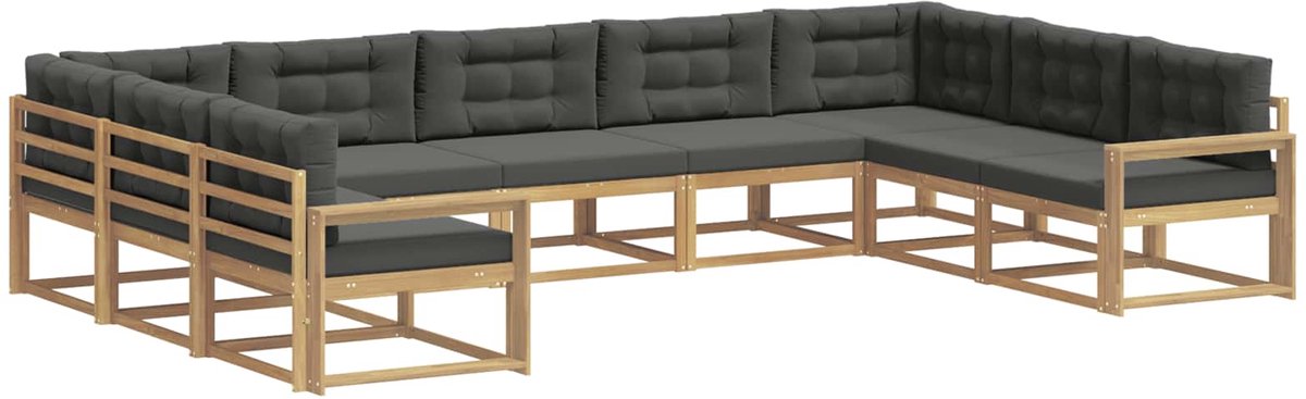 vidaXL Buiten - bank - set - 9 - st - 9-zits - Wit - en - antracietkleurig Wit en antracietkleurig