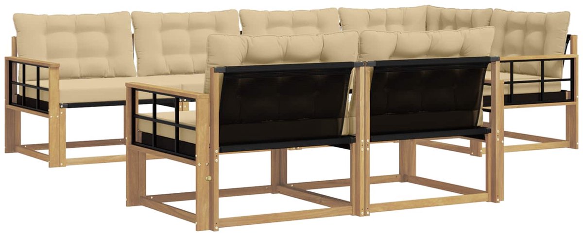 vidaXL Buiten - bank - set - 7 - st - Wit - en - Beige Wit en beige