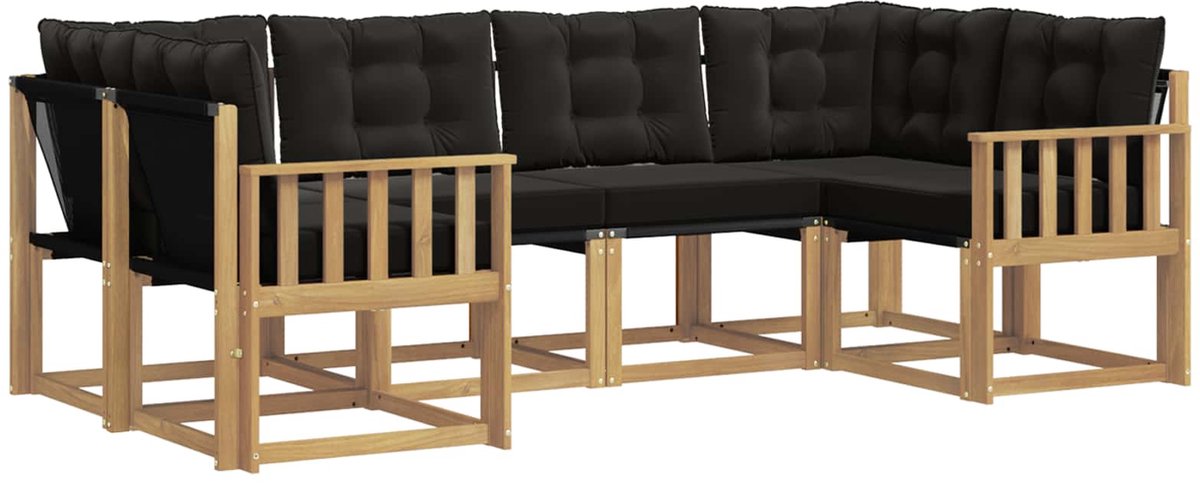 vidaXL Buiten - bank - set - 6 - st - 6-zits - Wit - en - zwart Wit en zwart