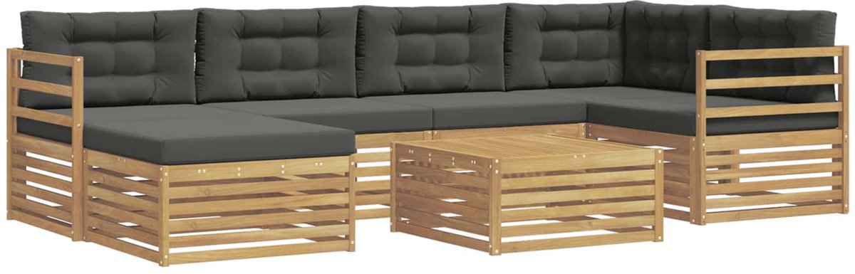 vidaXL Buiten - bank - set - 7 - st - 6-zits - Wit - en - antracietkleurig Wit en antracietkleurig