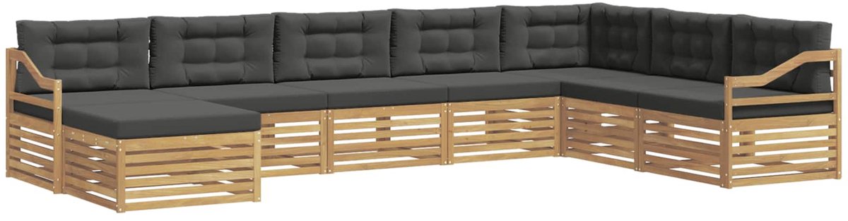 vidaXL Buiten - bank - set - 8 - st - 7-zits - Wit - en - antracietkleurig - Polyester Wit en antracietkleurig
