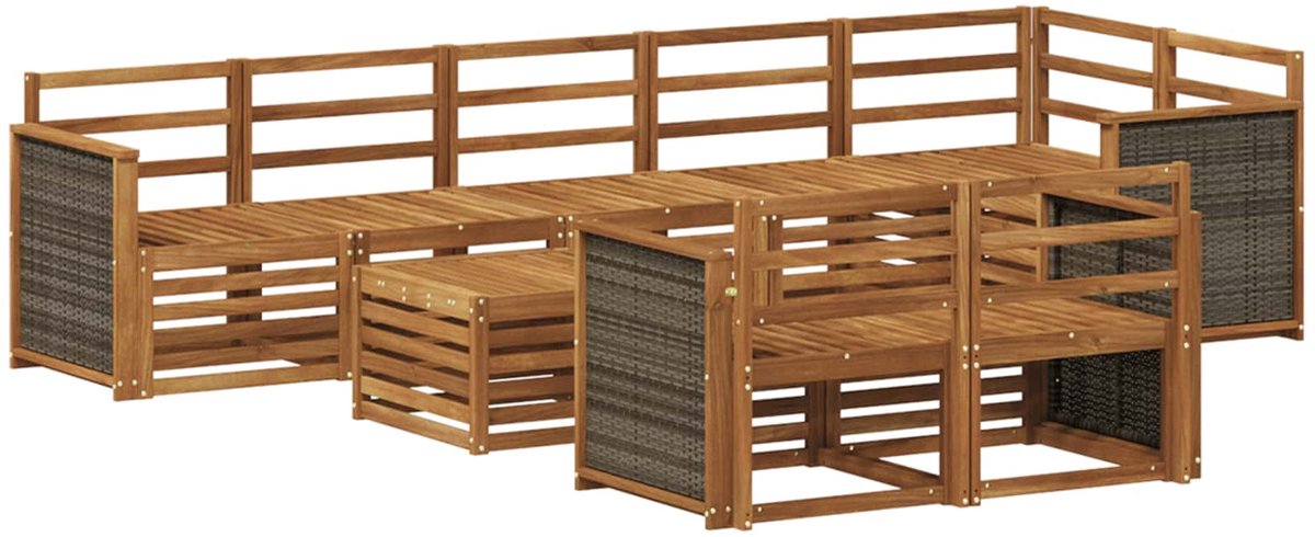 vidaXL Buiten - bank - set - 8 - st - 8-zits - Naturel - Massief - Acacia - Hout