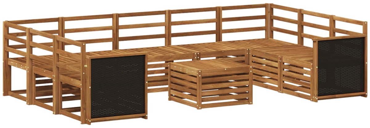 vidaXL Buiten - bank - set - 10 - st - 9-zits - Naturel - Massief - Acacia - Hout