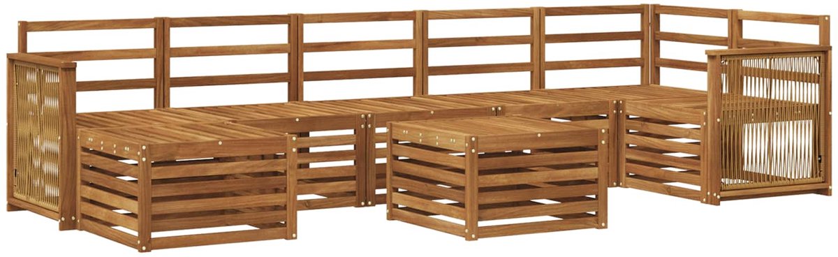vidaXL Buiten - bank - set - 8 - st - 8-zits - Naturel - Massief - Acacia - Hout
