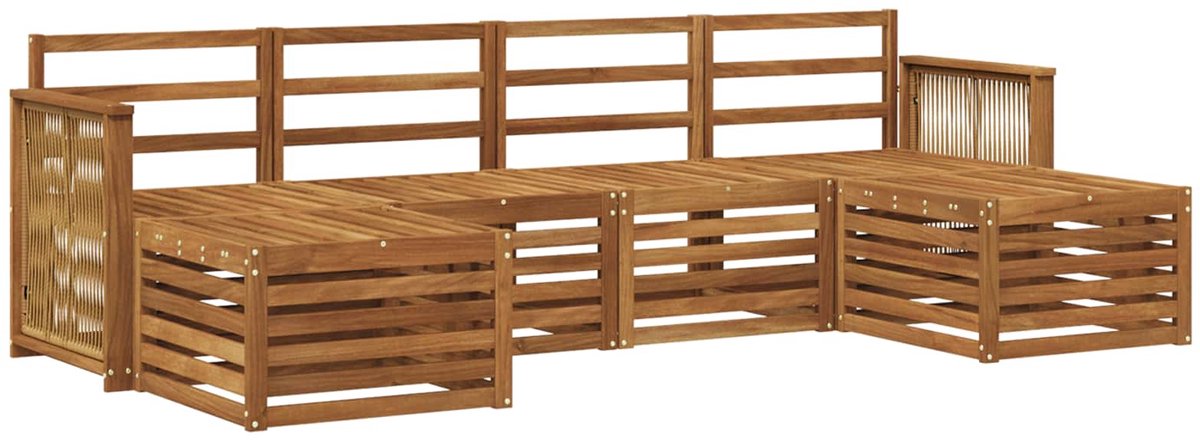 vidaXL Buiten - bank - set - 5 - st - 6-zits - Naturel - Massief - Acacia - Hout