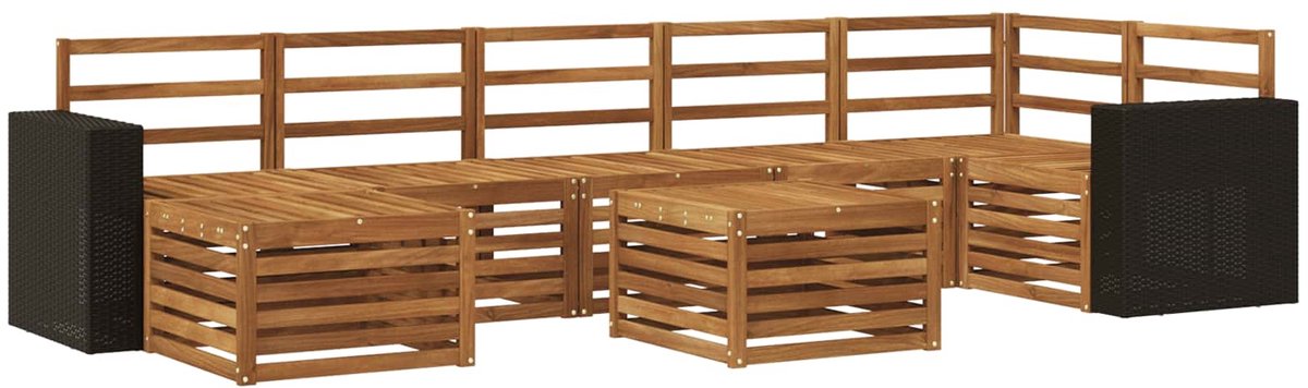 vidaXL Buiten - bank - set - 8 - st - 8-zits - Naturel - Massief - Acacia - Hout