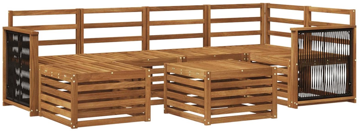 vidaXL Buiten - bank - set - 7 - st - 5-zits - Naturel - Massief - Acacia - Hout