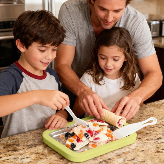 Yoghurt Rol Tray - IJsmaker Dessert Tool - Desserts Maken - Niet-klevende Plaat - 30 cm - Groen — afbeelding 3