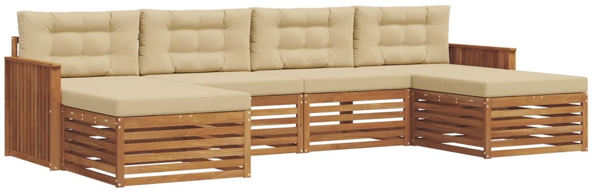 vidaXL Buiten - bank - set - 6 - st - 4-zits - Natuurlijk - en - Beige Natuurlijk en Beige
