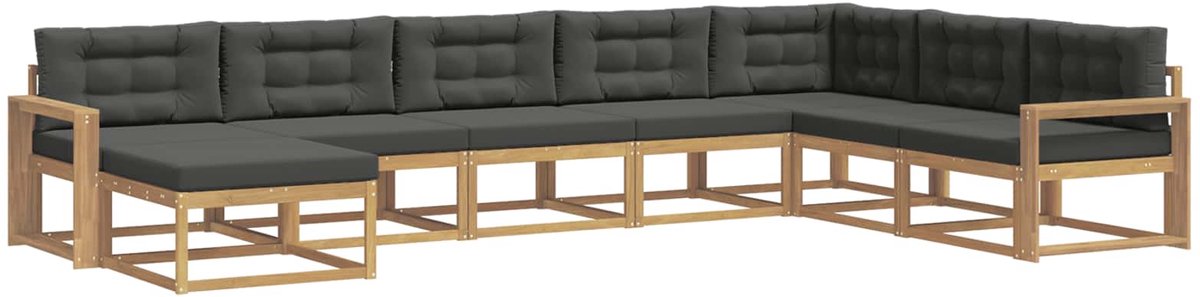vidaXL Buiten - bank - set - 8 - st - 8-zits - Wit - en - antracietkleurig Wit en antracietkleurig